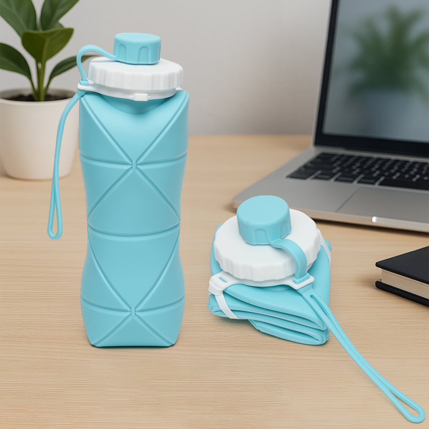 600ml Collapsible Silicone Water Bottle For Travel Sports Gym  Office (1 Pc) - Zidbik