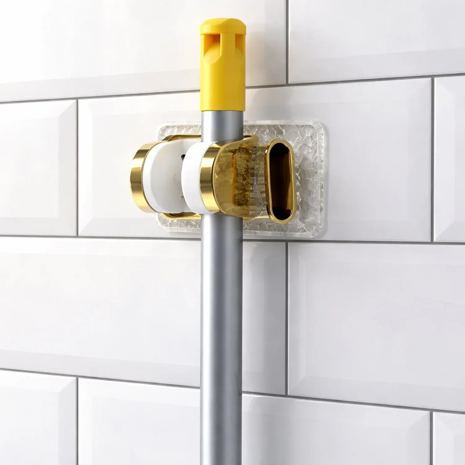 Wall Mounted Broom Mop Holder With Strong Grip Clips - Zidbik