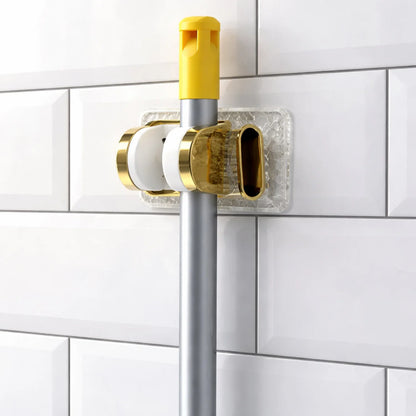 Wall Mounted Broom Mop Holder With Strong Grip Clips - Zidbik
