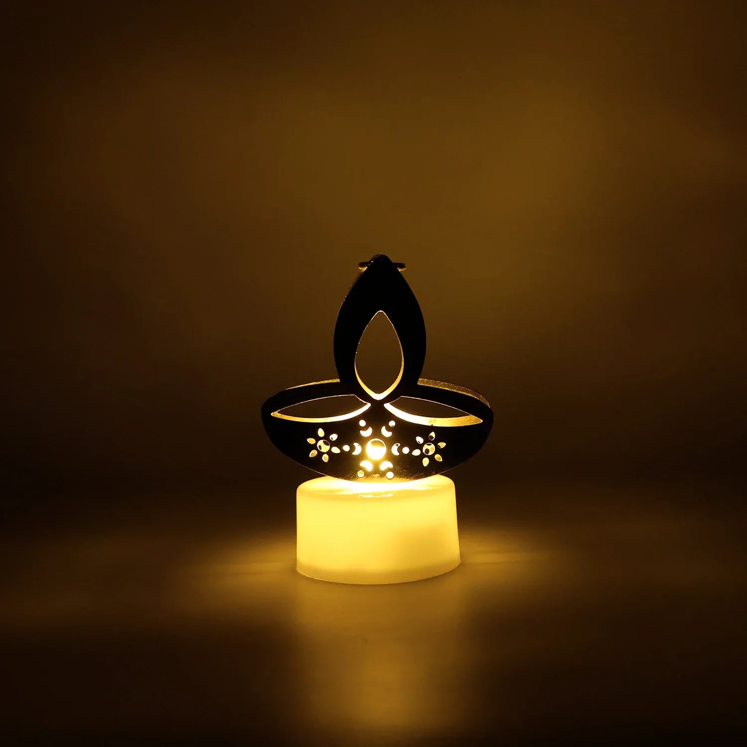 Golden Diya Shaped Led Tealight Candles (6 Pc) - Zidbik