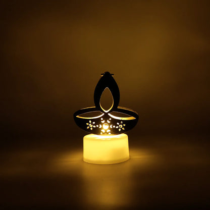 Golden Diya Shaped Led Tealight Candles (6 Pc) - Zidbik