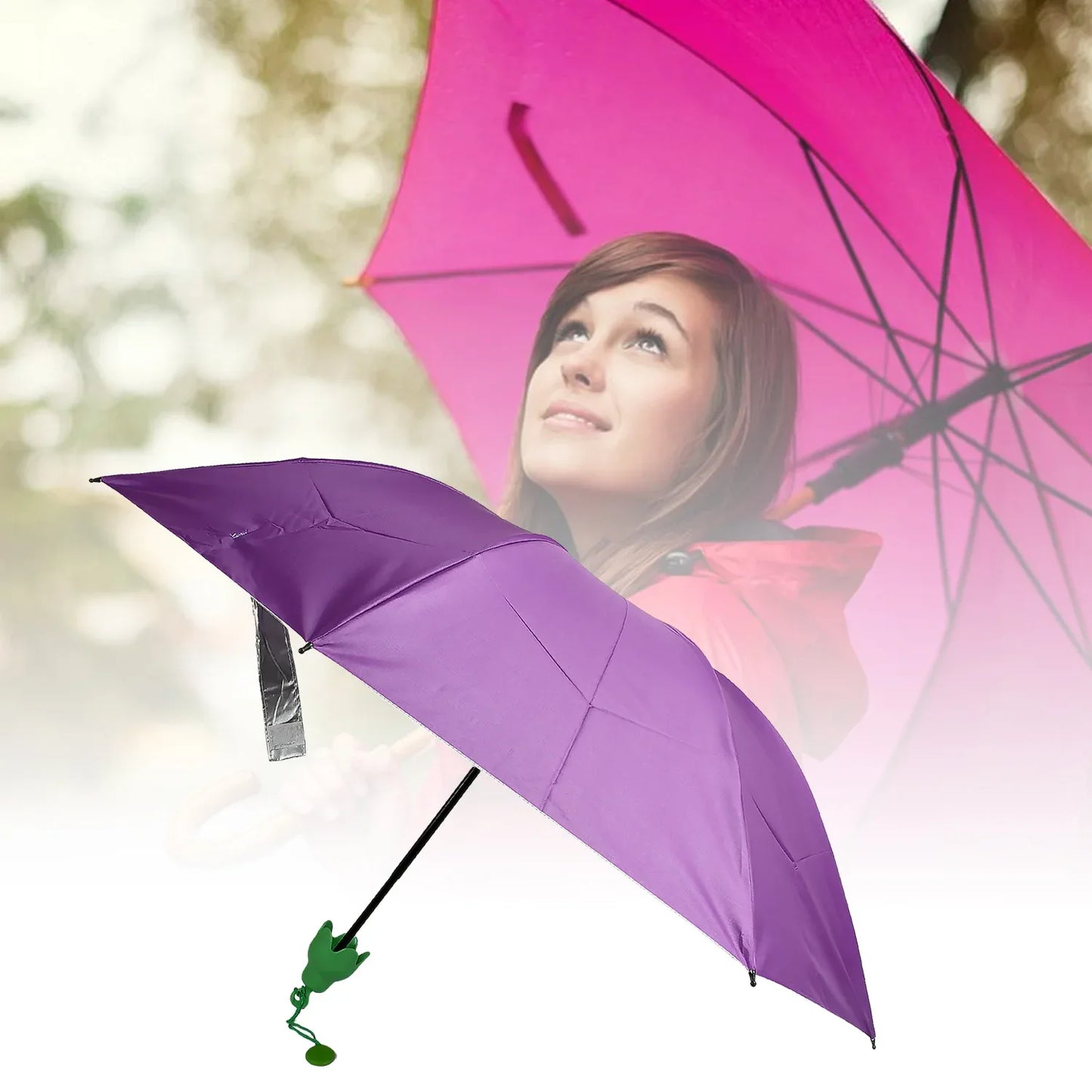 Vegetable Shaped Folding Umbrella Plastic Case Creative Fashion Folding Mini Sun Shade Rain Umbrella Unique Umbrella Sun Uv Protection Cute Design (1 Pc) - Zidbik