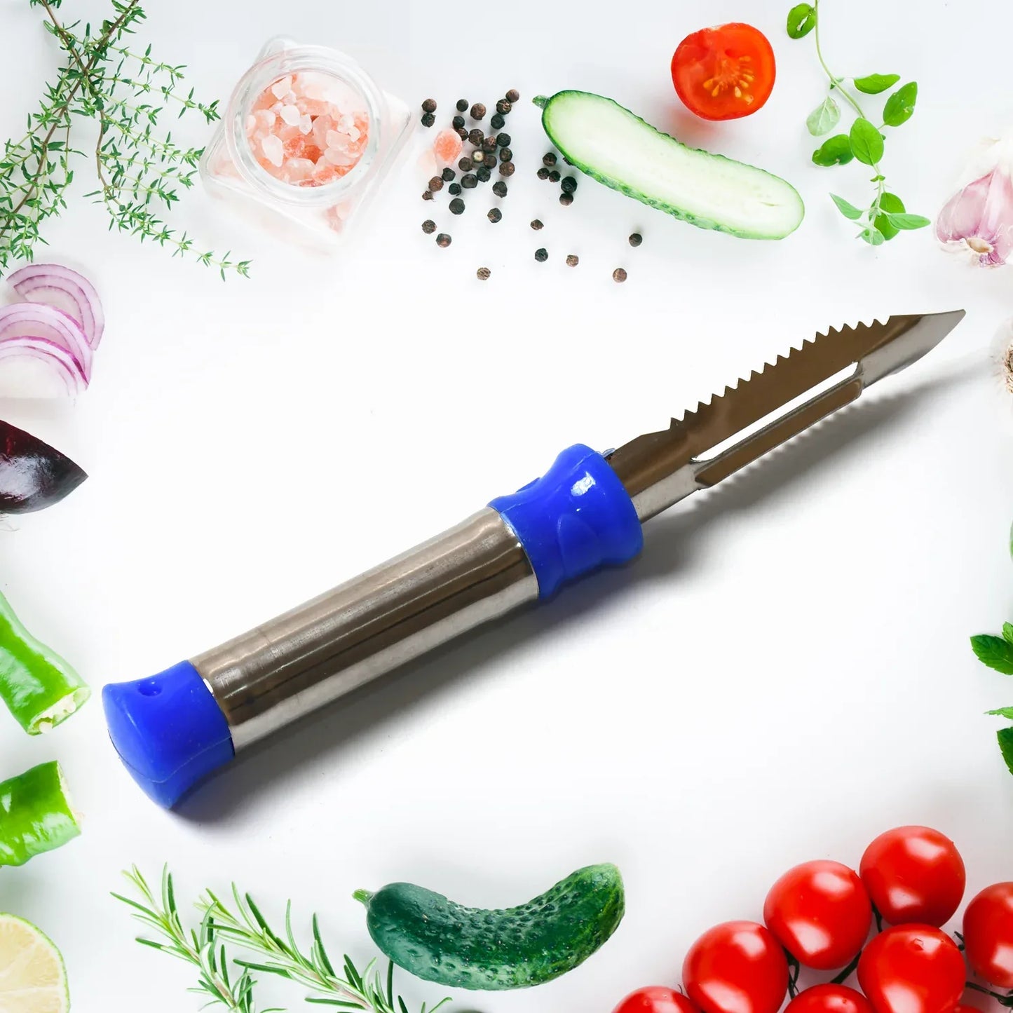 8218 2in1 Multi-purpose Stainless Steel Peeler With Hanging Ring For Vegetables Potato Peeler Carrot Grated Suitable For Peeling And Shredding Fruit And Vegetables Kitchen Accessories Piller (1 Pc) - Zidbik