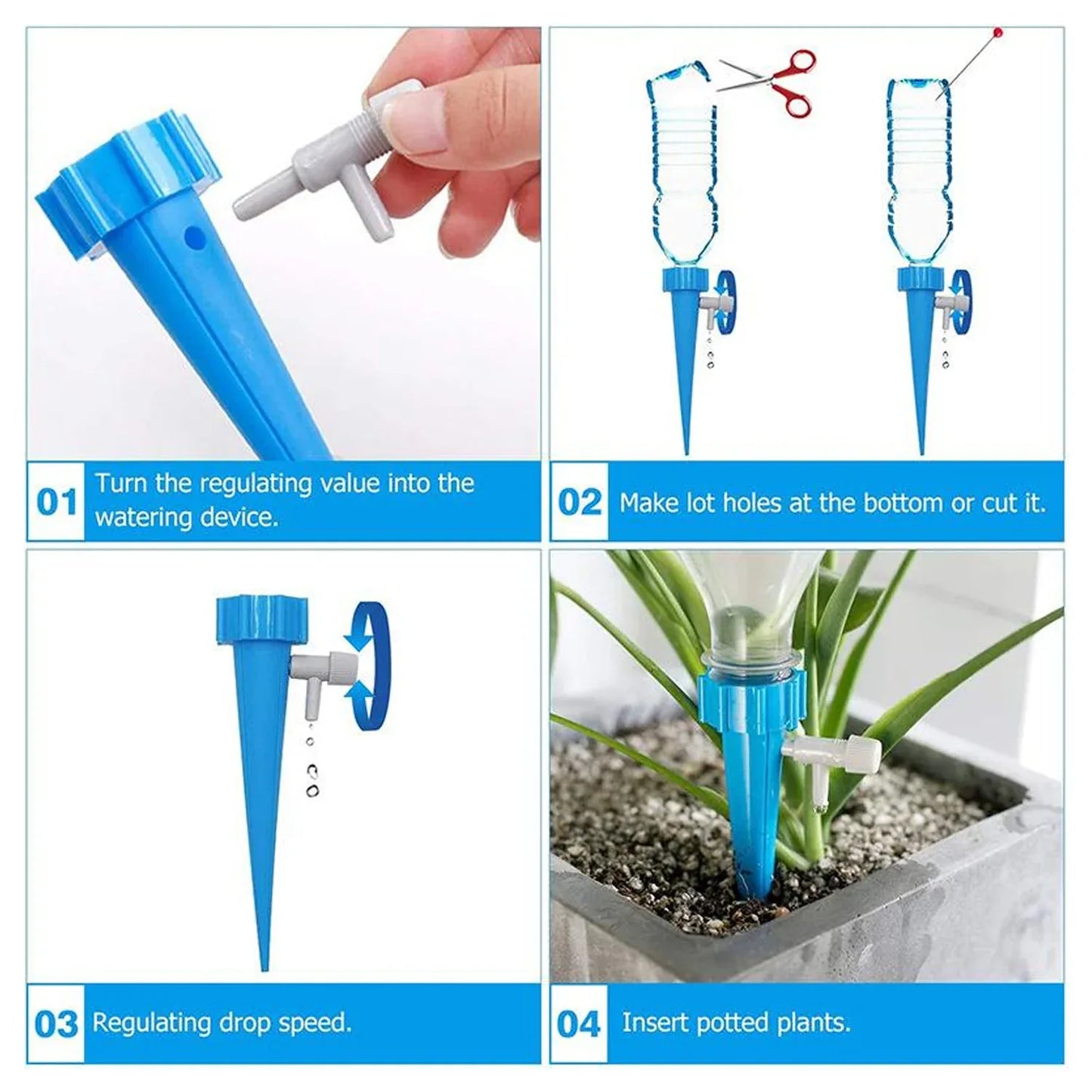 7412 Plant Watering Spikes Self Watering Spikes Water Dripper For Plants Adjustable Plant Watering Devices With Slow Release Control Valve Switch (1pc) - Zidbik