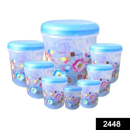 2448 Air Tight Plastic Transparent Container Set (10000ml 7000ml 5000ml 3000ml 2000ml 1000ml 750ml 500ml) - Zidbik