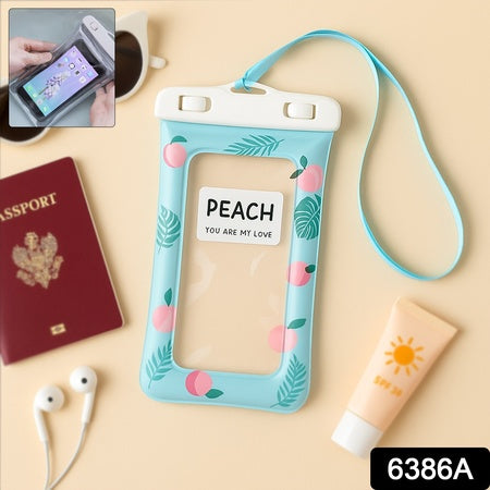 Waterproof Peach Transparent Mobile Pouch With Neck Strap (1 Pc) - Zidbik