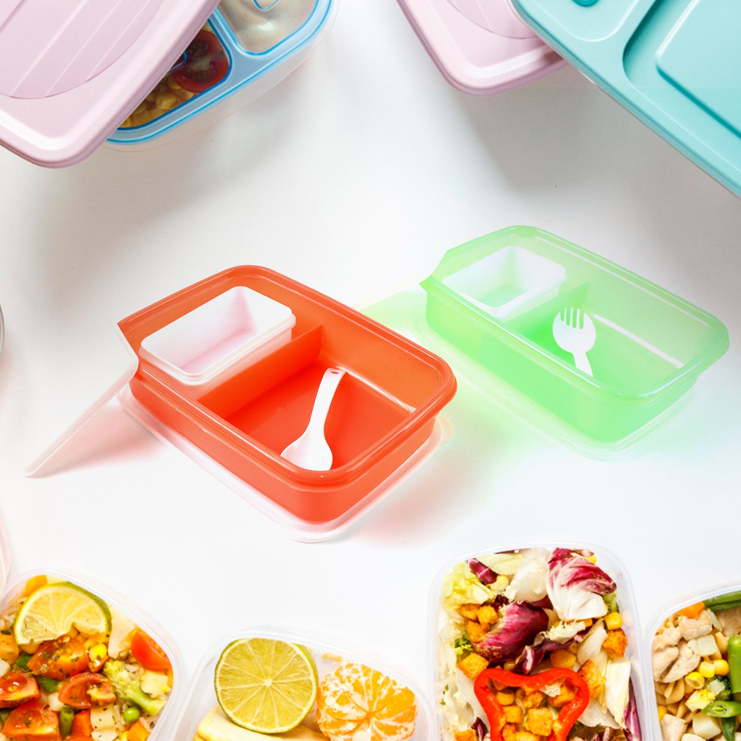 Kids Cartoon Printed Lunch Box Mix Design (1 Set) - Zidbik