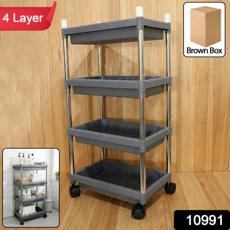 4-layer Rolling Storage Cart With Wheels Set - Zidbik