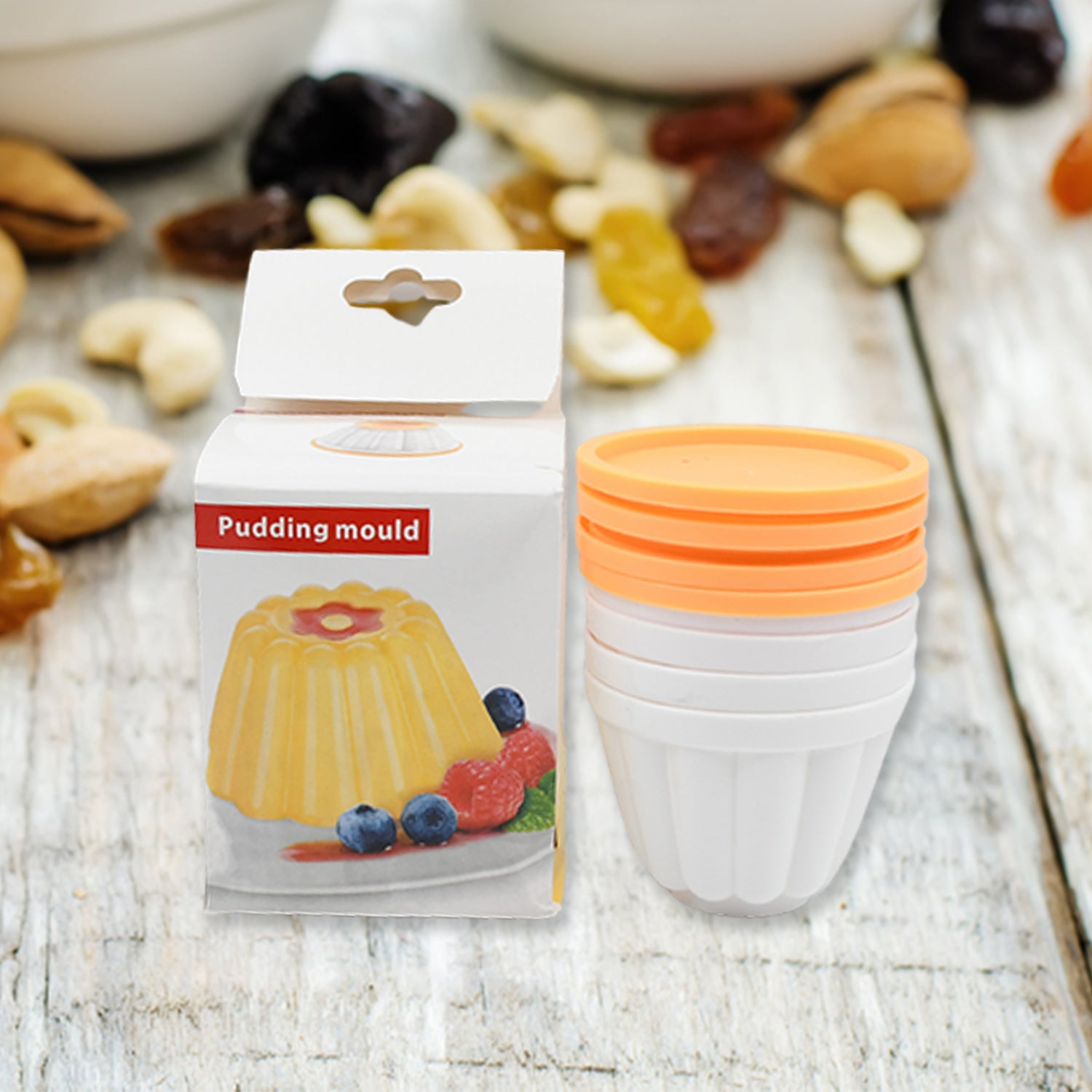 5971 Pudding Molds Custard Mould Mould For Jelly Ice Creams Set Of 4 Cups With Lid - Zidbik