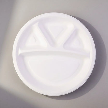 Vegnar 4 Compartment Disposable Food Serving Plate Set (10 Pc) - Zidbik