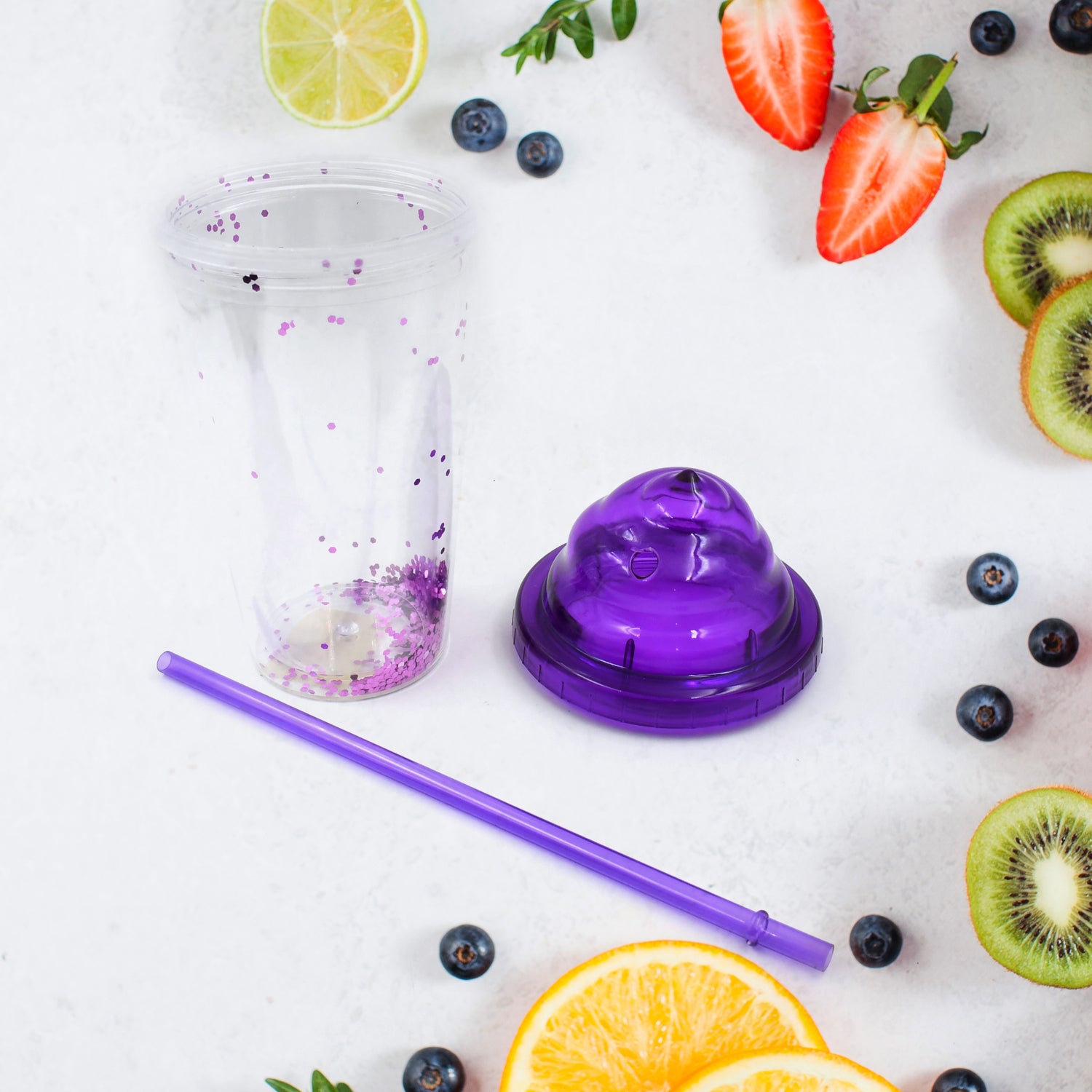 13131 High Quality Plasticcreative Cold Drink Cup  Tumble Reusable Tea Coffee Tumbler With Lid And Straw Double Wall Plastic Drinking Sport Bottletravel Tumbler (1 Pc  Mix Color) - Zidbik