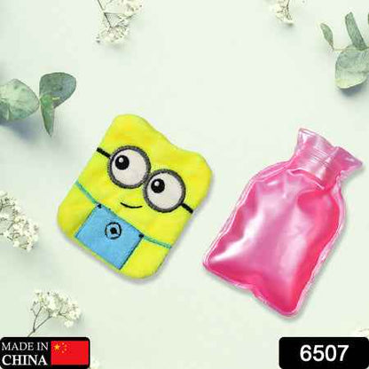6507 Minions Hot Water Bag with Cover for Pain Relief, Neck & Shoulder Comfort, Menstrual Cramps, and Hand & Feet Warmer