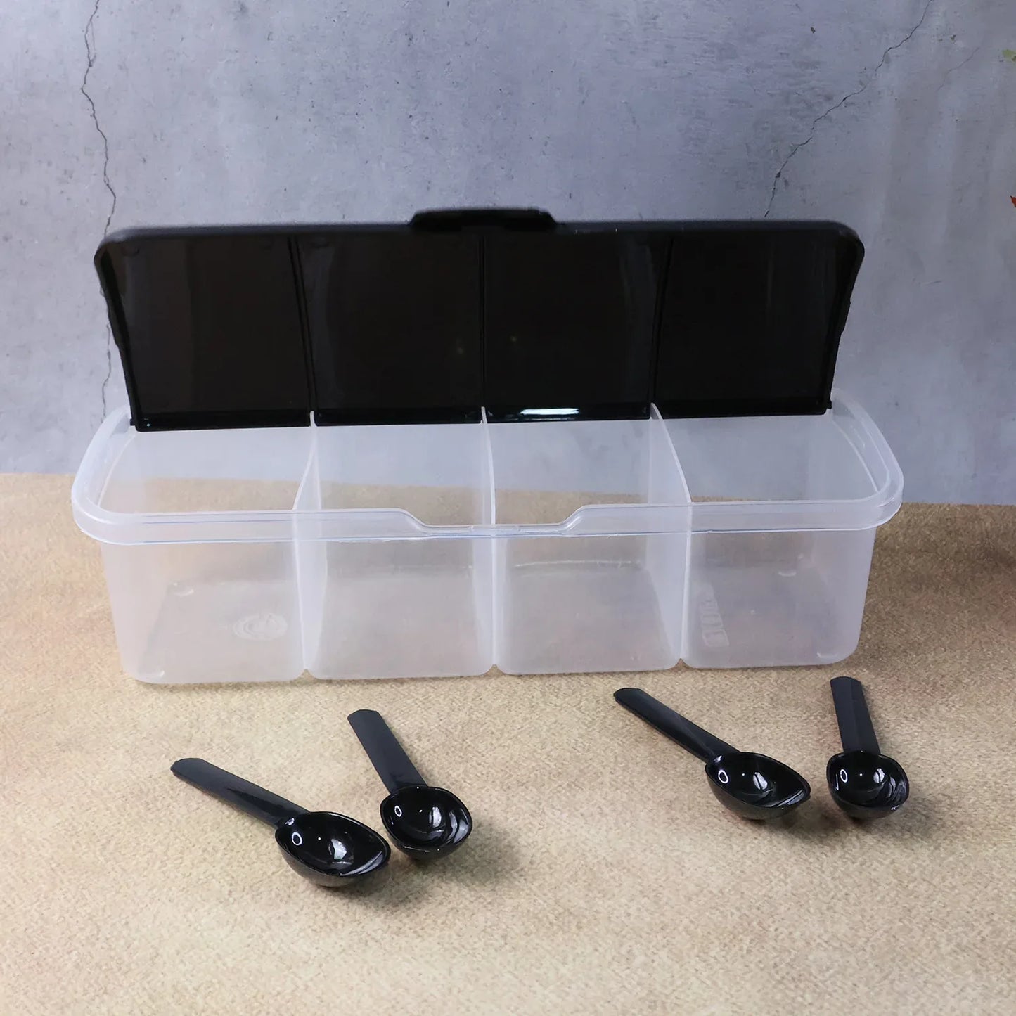 Kitchen Multipurpose Air-tight 4 Sections Storage Containers Masala Box (1 Set) - Zidbik