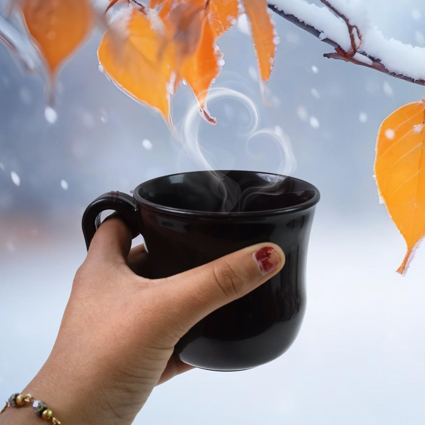 Premium Plastic Coffee  Tea Cups  Mug With Handle (1 Pc  With Color Box  Mix Color) - Zidbik