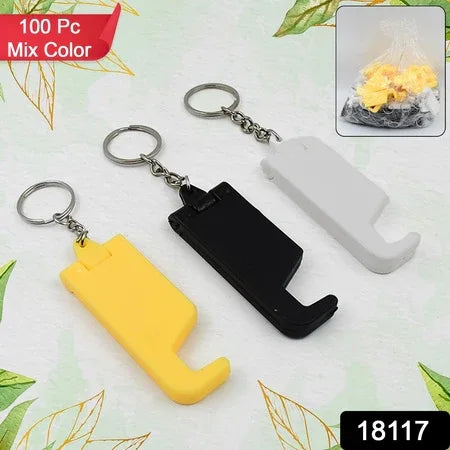 2 In 1 Plastic Keychain With Mobile Stand Phone Holder (100 Pcs Set Multicolor) - Zidbik