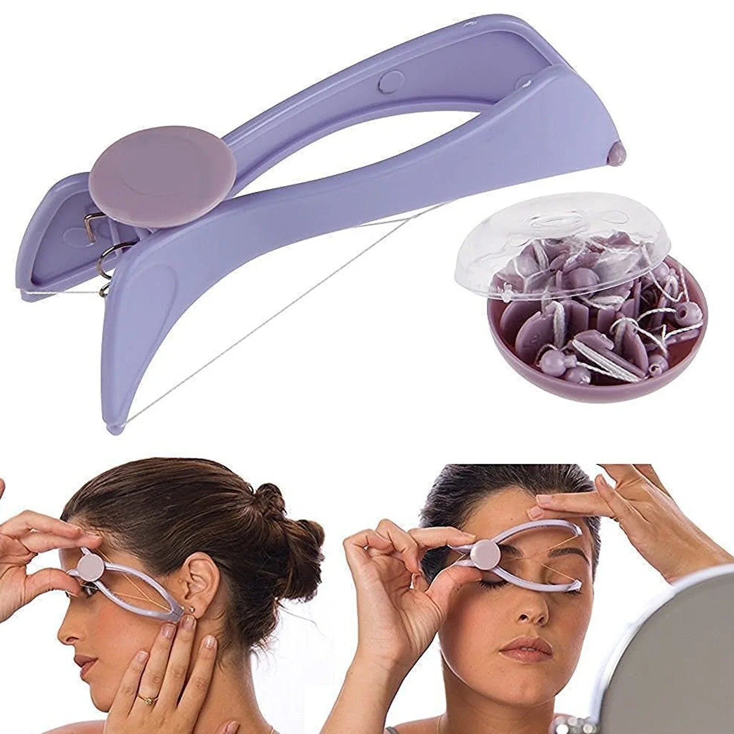 1419 Slique Painless Eyebrow Upper Lips Face And Body Hair Removal Threading Manual Tweezer Machine Shaver System Kit - Zidbik