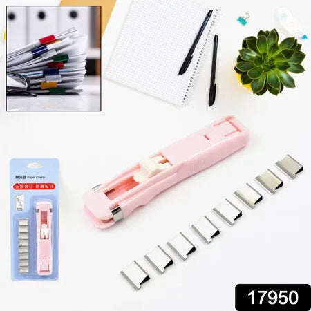 Portable Paper Clamp With 8 Pcs Clip Dispenser Handheld Paper Fast Clam (1 Set) - Zidbik