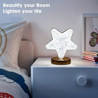 12571 Star Shape Crystal Diamond Lamp Cordless Luxury Lamp With Usb Rechargeable 3-way Dimmable Touch Control Decorative Nightstand Lamp For Bedroom Living Room Party Restaurant Decor (1 Pc ) - Zidbik