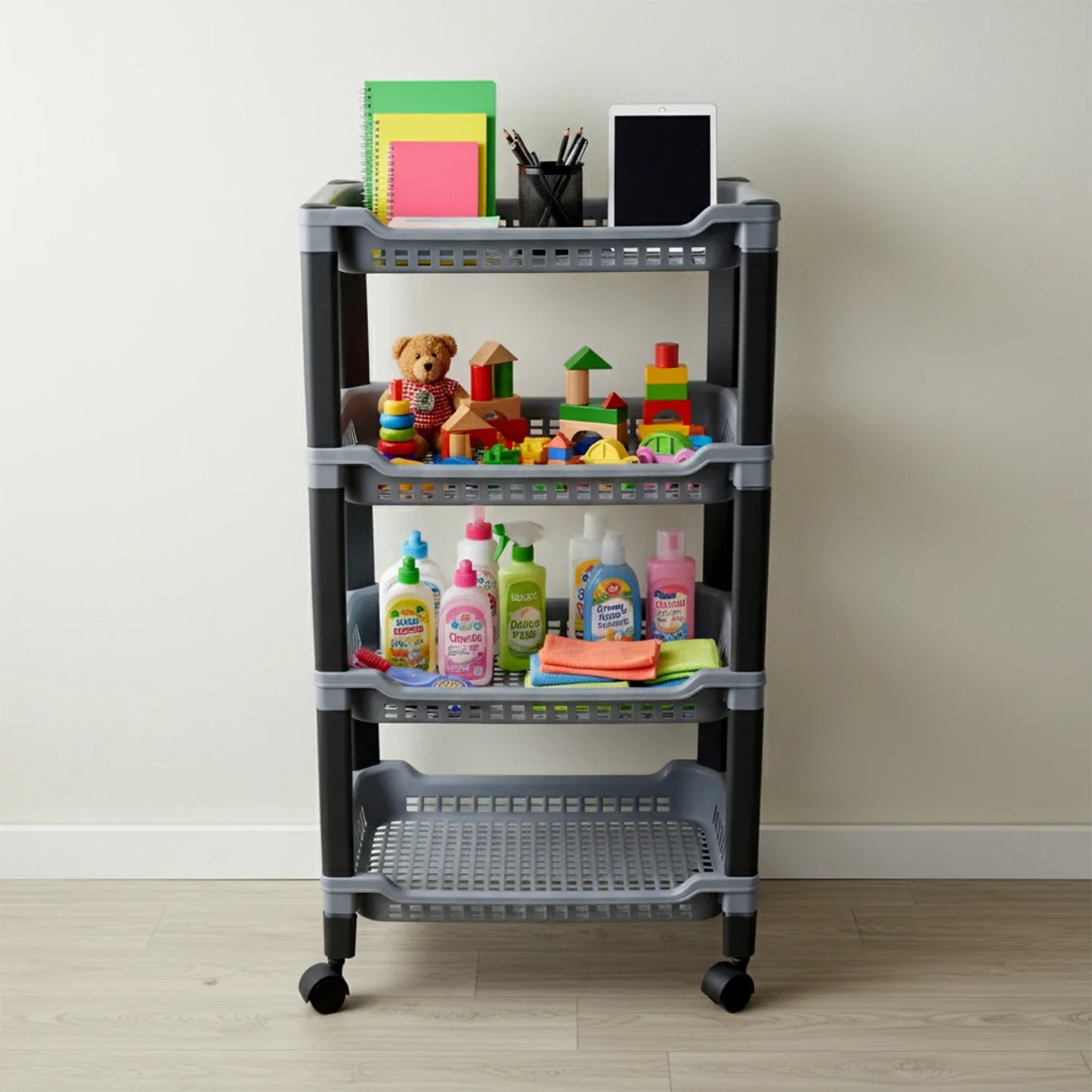 Apex 4-layer Big Multipurpose Plastic Storage Rack - Zidbik