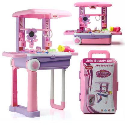 17746 Big Beauty Set Suitcase On Wheel The Ultimate Beauty Set On Wheels For Girls Makeup Kit Is Easy To Clean Use Portable Beauty Set With 25 Pieces For 3 Years Bis Approved. (Beauty Set Trolley) - Zidbik