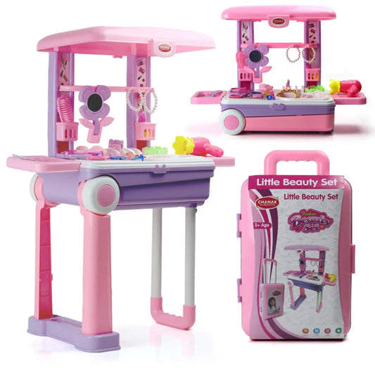 17746 Big Beauty Set Suitcase On Wheel The Ultimate Beauty Set On Wheels For Girls Makeup Kit Is Easy To Clean Use Portable Beauty Set With 25 Pieces For 3 Years Bis Approved. (Beauty Set Trolley) - Zidbik