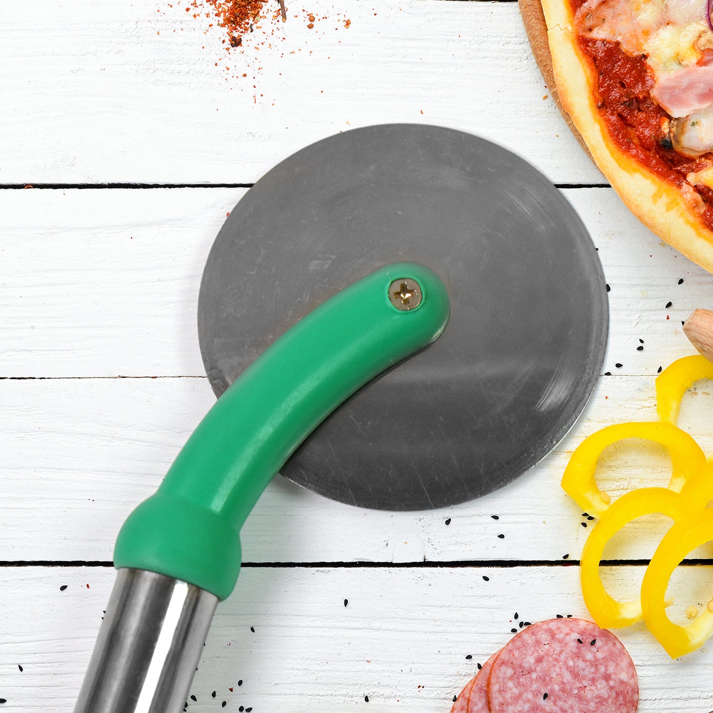 Kitchen Stainless Steel Wheel Pizza Cutter (1 Pc) - Zidbik