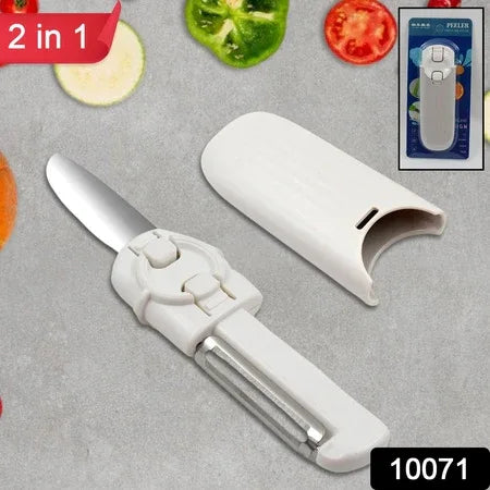 Dual-use Knife And Peeler 2-in-1 Stainless Steel Blades Wiith Case (1 Pc) - Zidbik