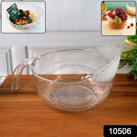 Supermom Multipurpose Transparent Plastic Bowl  Basket With Handle (1 Pc) - Zidbik