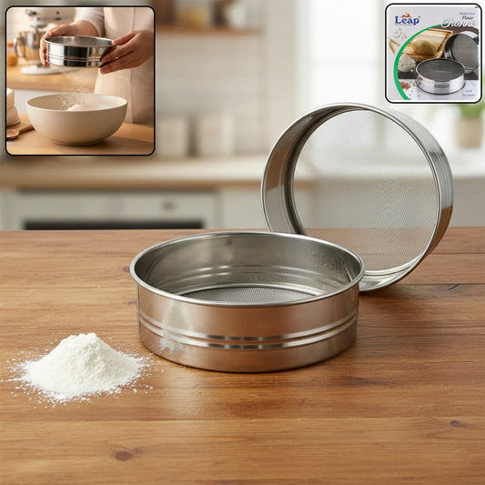 Stainless Steel Fine Mesh Atta Chalni Sieve Set (2 Pc Set) - Zidbik