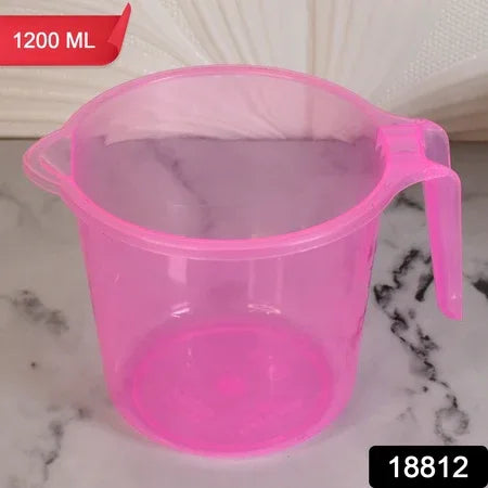Plastic Round Transparent Bath Water Mug (1 Pc 1200 Ml Mix Color) - Zidbik