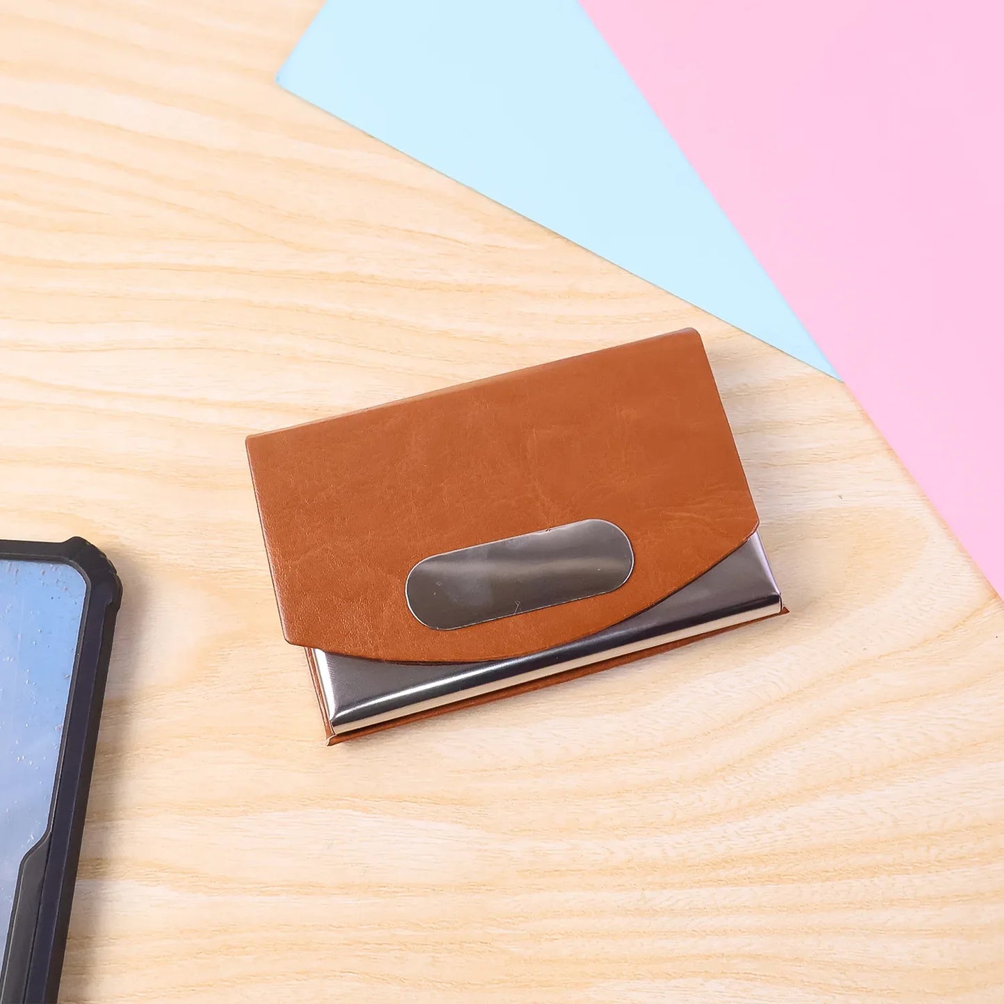 Leather Stainless-steel Business Card Holder (1 Pc) - Zidbik