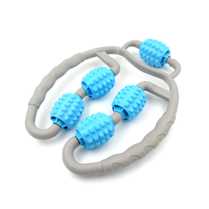 0265 Muscle Massage Roller 5 Wheels Relieve Soreness Leg Muscle Roller Fitness Roller Muscle Relaxer Massage Roller Ring Clip All Round Massaging Uniform Force Elastic Pp Drop Shaped For Home Use (1 Pc) - Zidbik