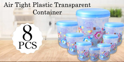 2448 Air Tight Plastic Transparent Container Set (10000ml 7000ml 5000ml 3000ml 2000ml 1000ml 750ml 500ml) - Zidbik