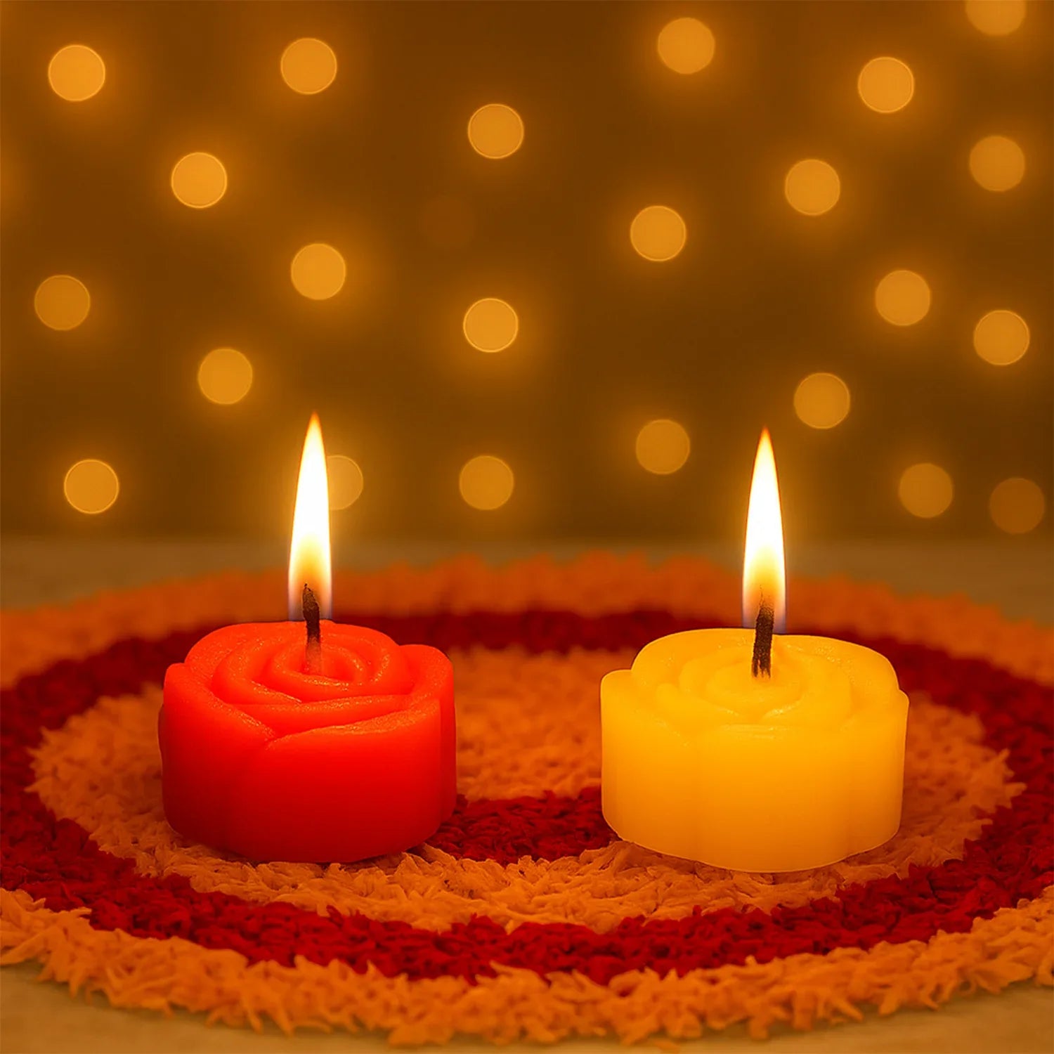Rose Shaped Wax Candle Set (6 Pc) - Zidbik