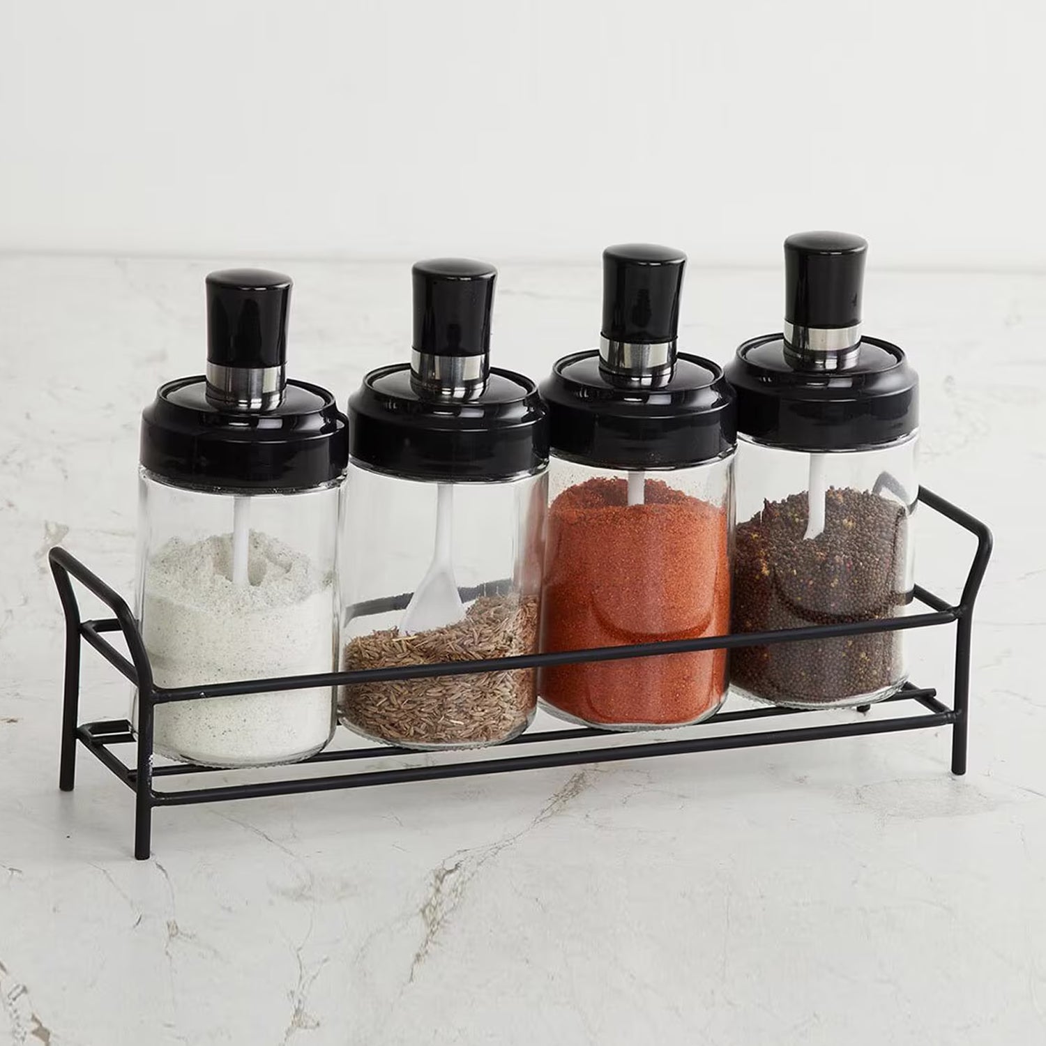 10011 Transparent Glassoil Dispenser 500 Ml Bottle Set Of 2 Spice Jar 250 Ml Set Of 3 Oil Bottle For Kitchen Oil  Vinegar Storage Glass Bottle Glass Container For Spice Masala (5 Pcs Set) - Zidbik