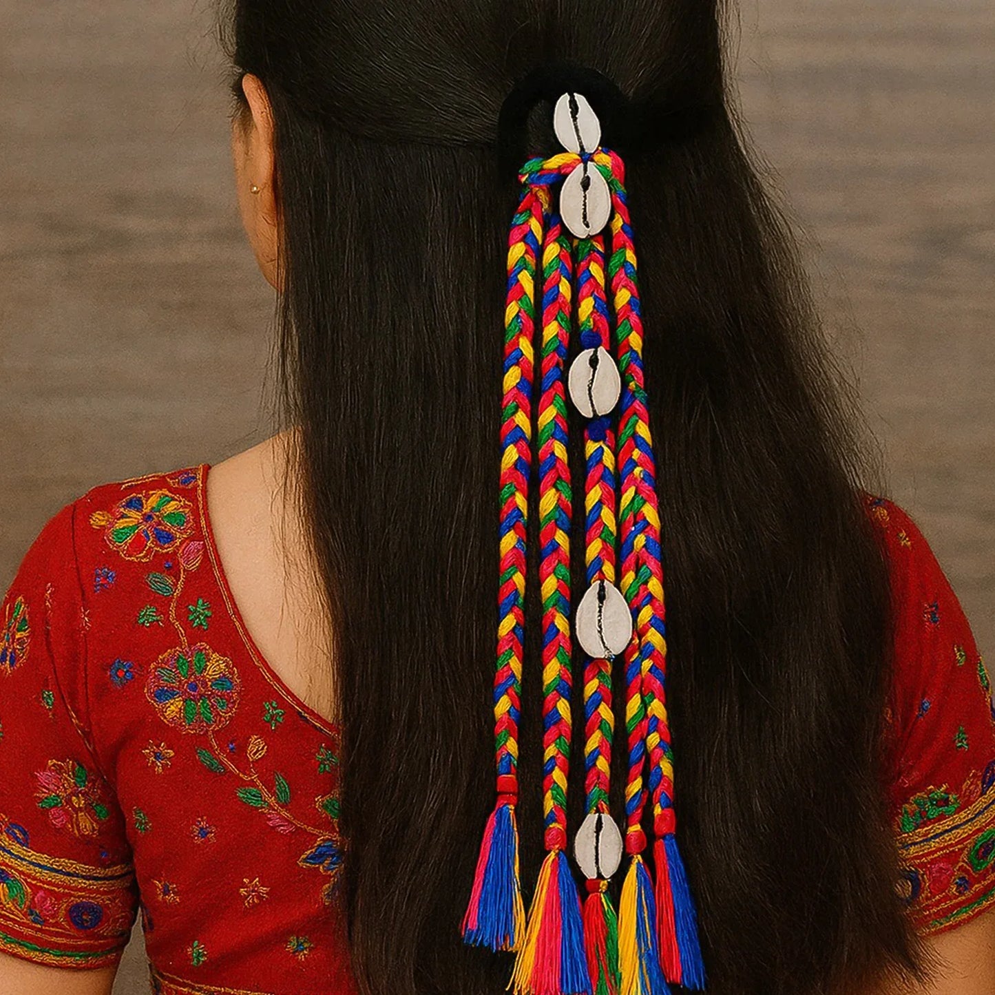 Traditional Multicolor Braided Hair Accessory Stylish Kodi String Bow (1 Pc) - Zidbik