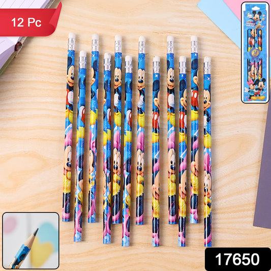 Premium Cartoon-printed Graphite Pencils Set Of 12 Pc - Zidbik
