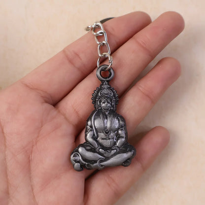 Premium Spiritual Hanuman Ji Sitting Pose Metal Keychain (1 Pc) - Zidbik