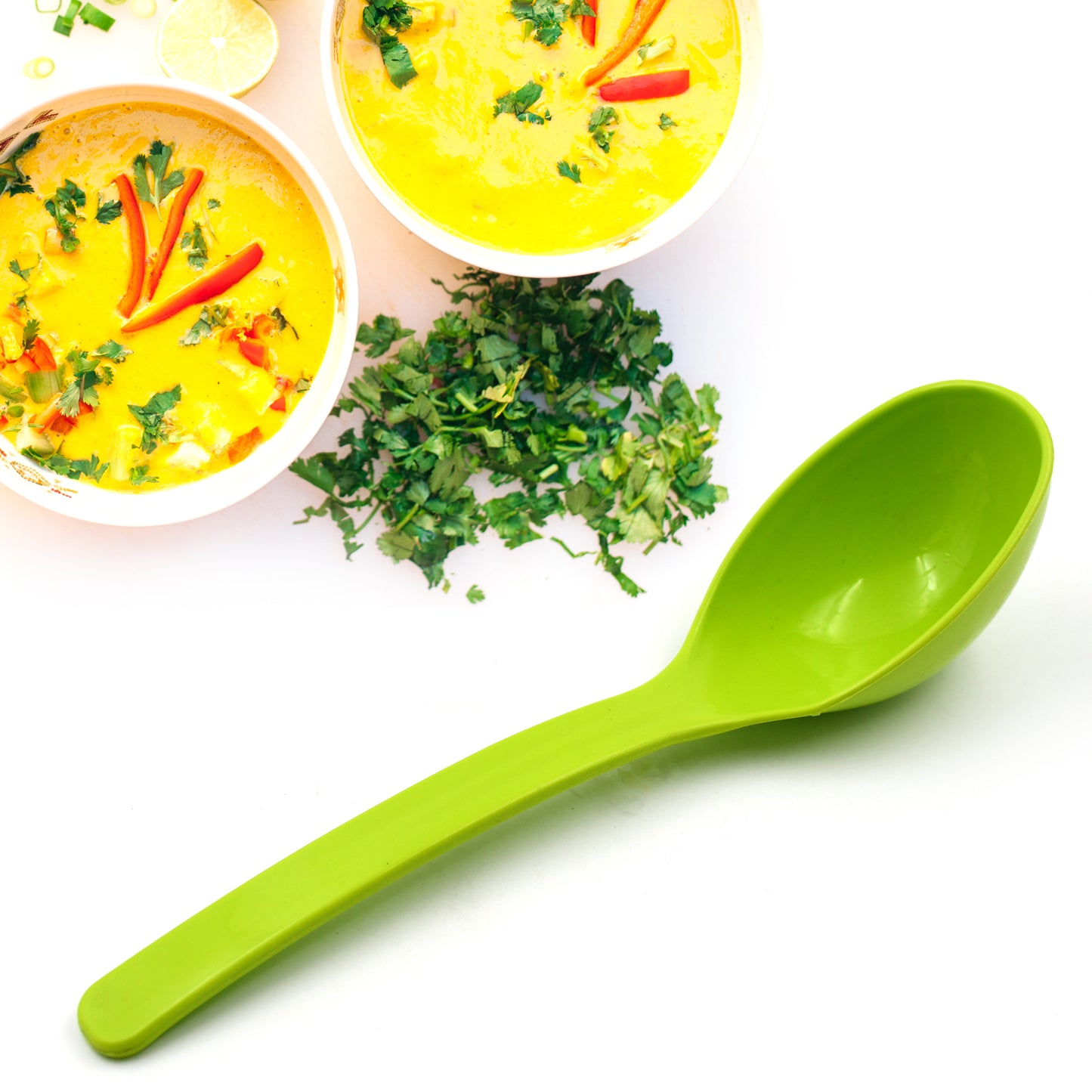5724 Plastic Spoon Kitchen Multipurpose Serving Ladle For Frying Serving Turner Curry Ladle Serving Rice Spoon Used While Eating And Serving Food Stuffs Etc (2 Pcs Set  10 Inch ) - Zidbik
