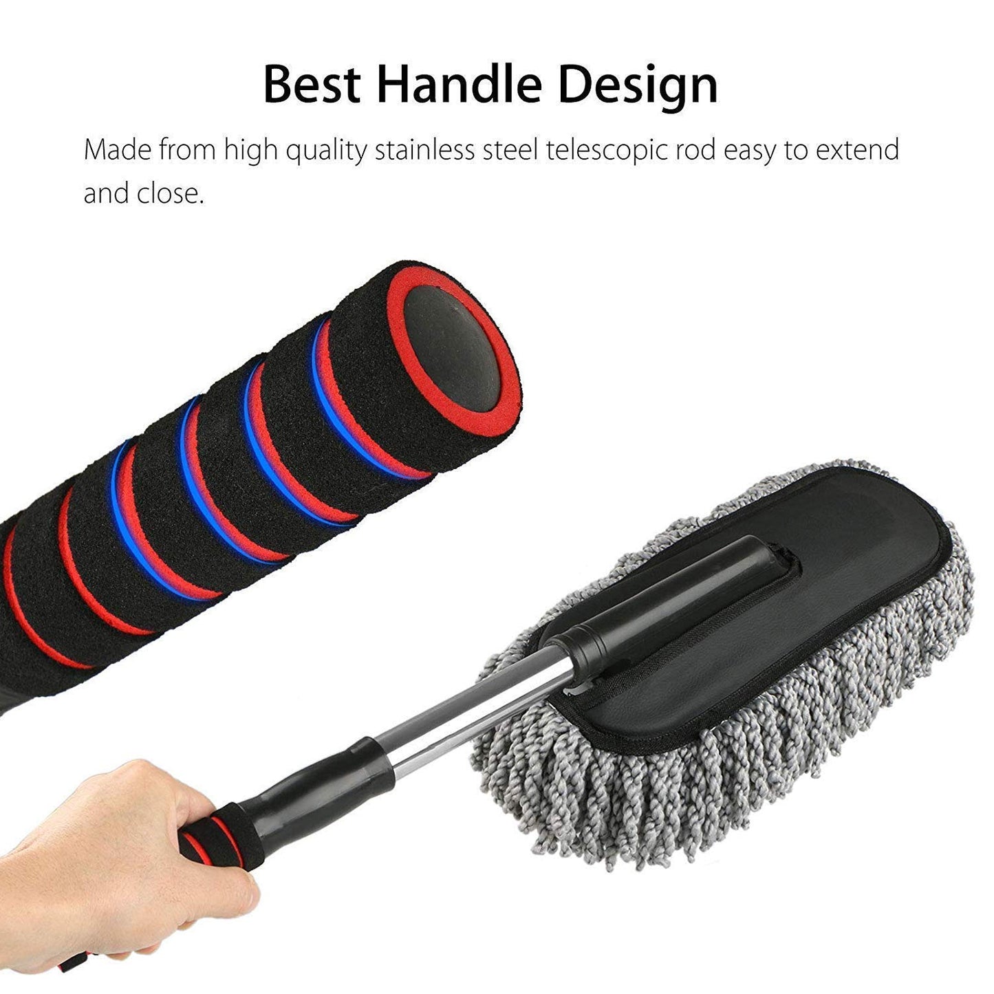 4749 Car Duster Long Retractablesoftnon-sliphandle Multipurpose Microfiber Wash Brush Vehicle Interior And Exterior Cleaning Kit With For Car Boats Or Home - Zidbik