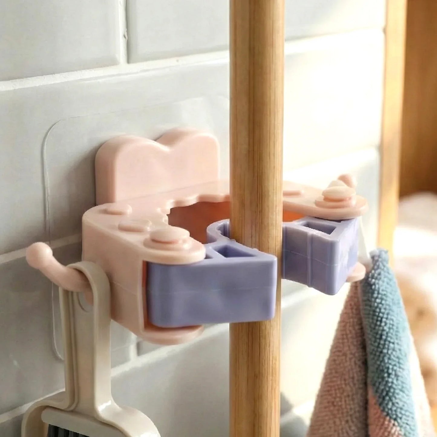 Wall Mounted Broom Mop Holder Clips (4 Pc Set) - Zidbik