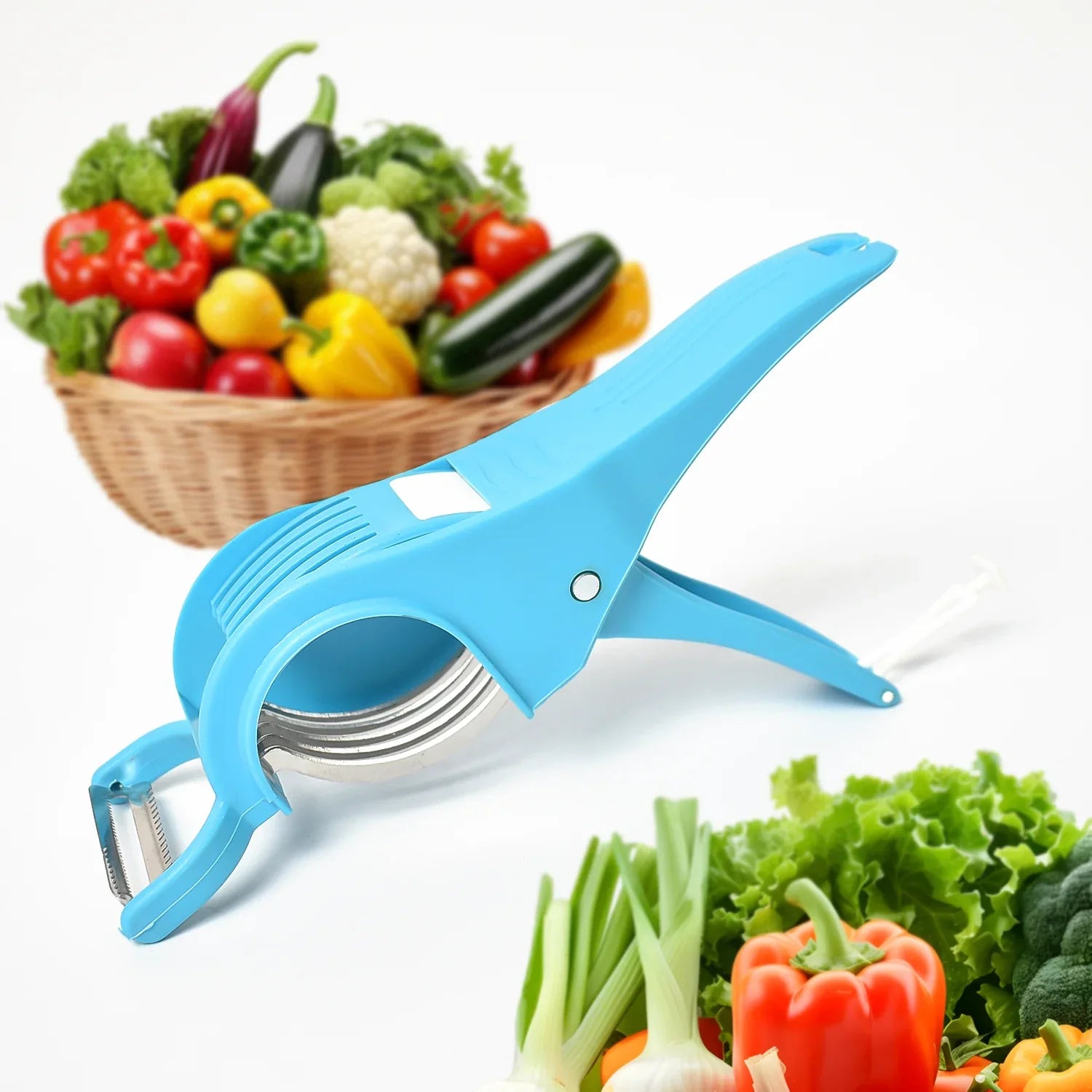 2 In 1 Vegetable Fruit Multi Cutter 5 Blade Vegetable Cutter With Peeler (1 Pc Multicolor) - Zidbik