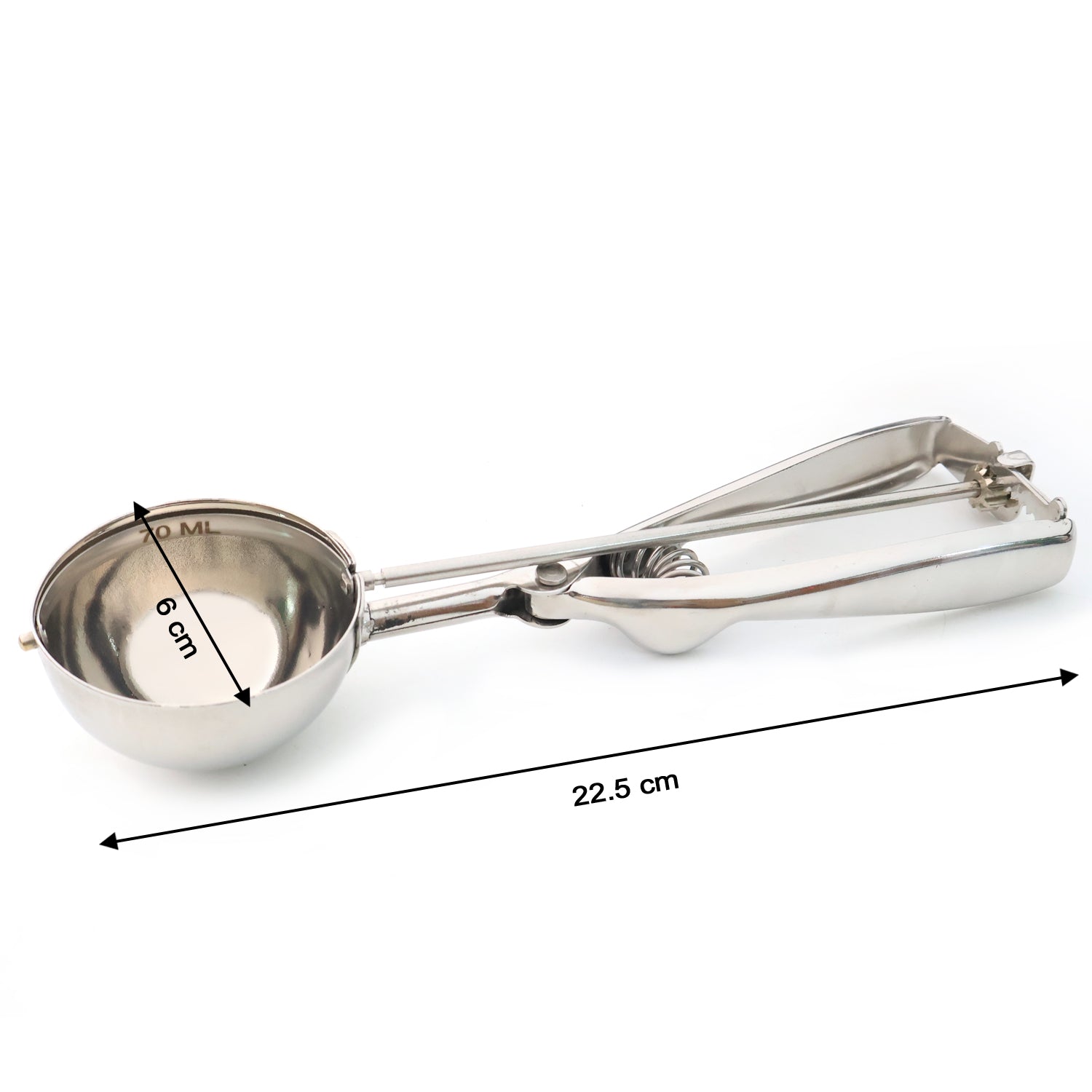 Premium Stainless Steel Ice Cream Scoop With Trigger Release Approx 70 Ml Capacity - Zidbik