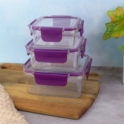 Airtight Square Food Storage Container Set (3 Pc) - Zidbik