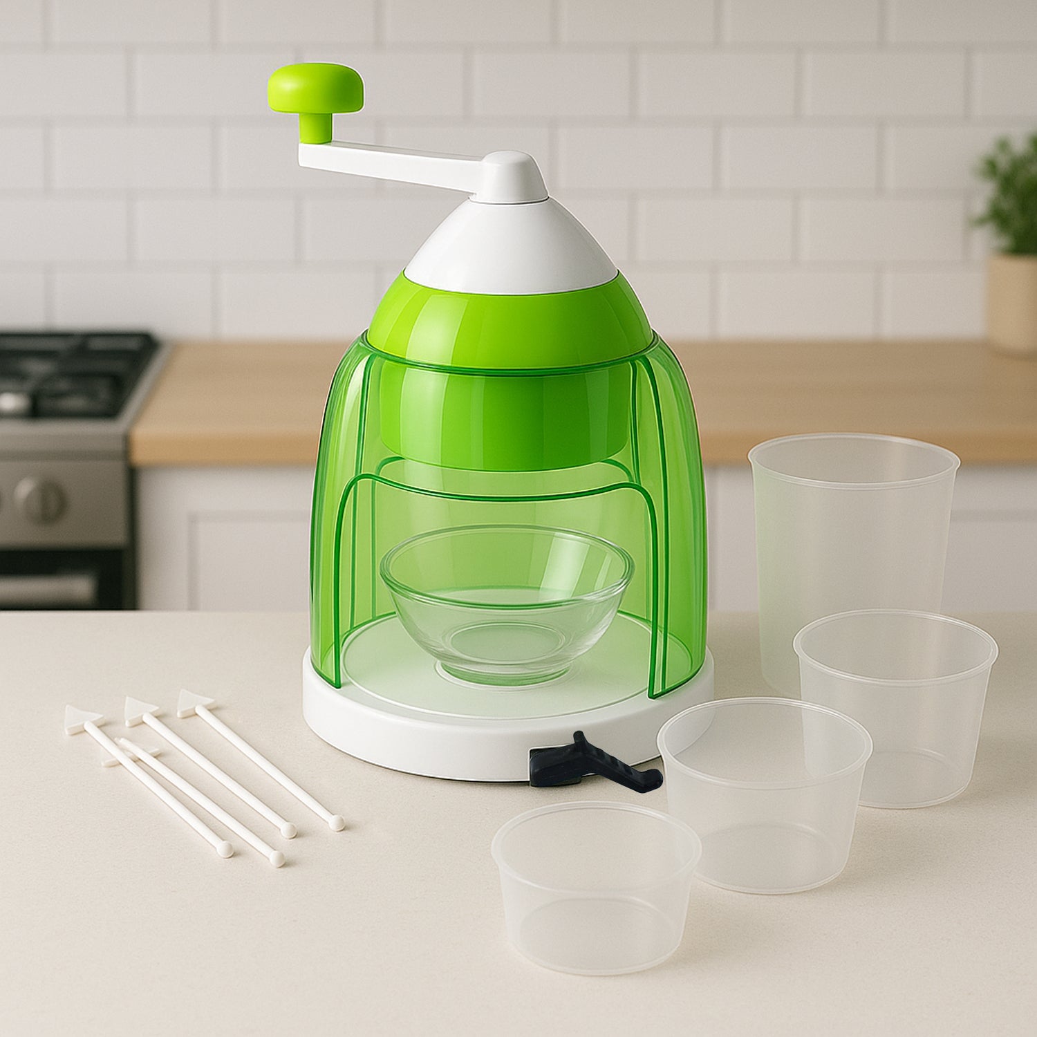 Manual Ice Crusher  Snow Cone Maker With Hand Crank - Zidbik