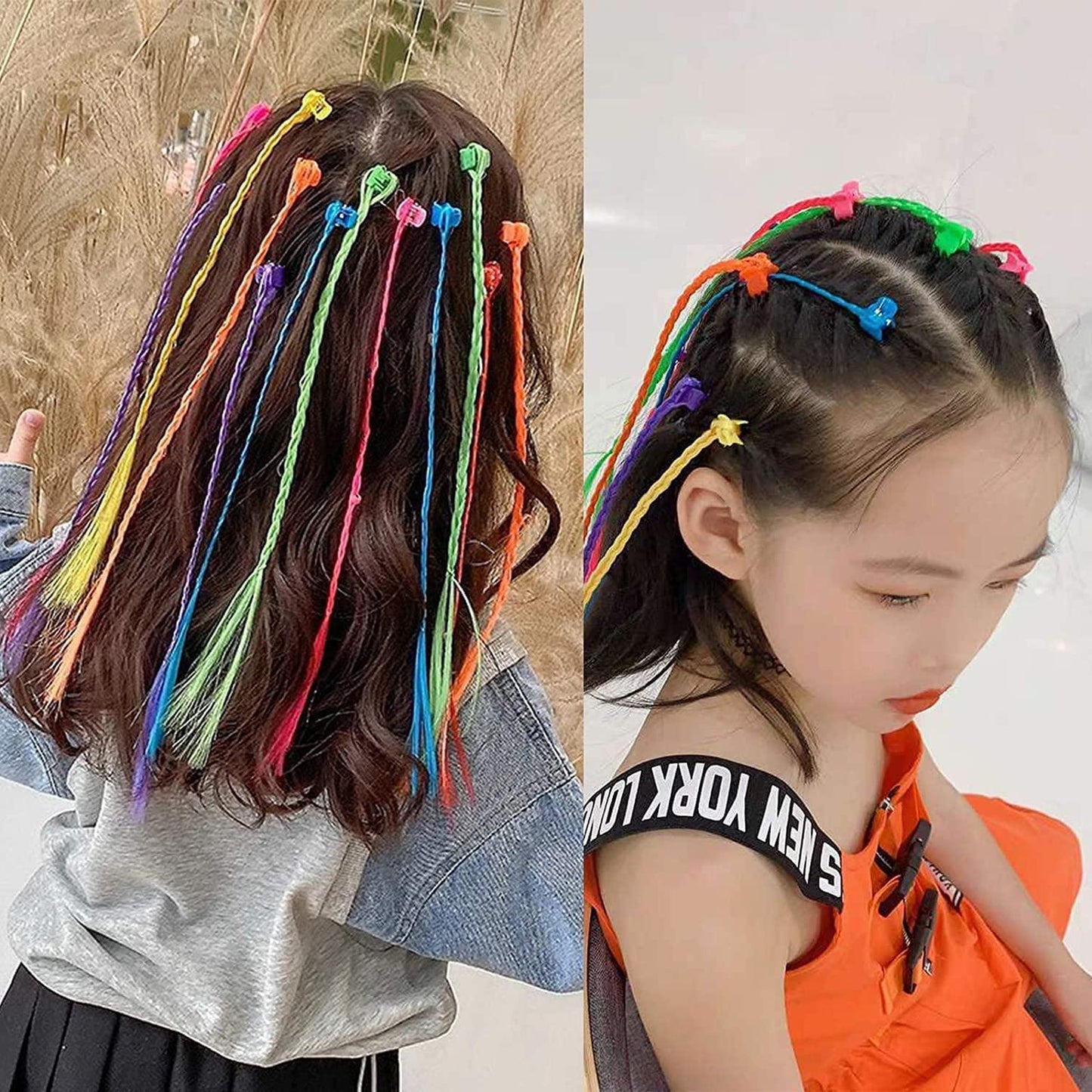 Kids Hair Extensions With Hair Clips (6 Pc Mix Color) - Zidbik