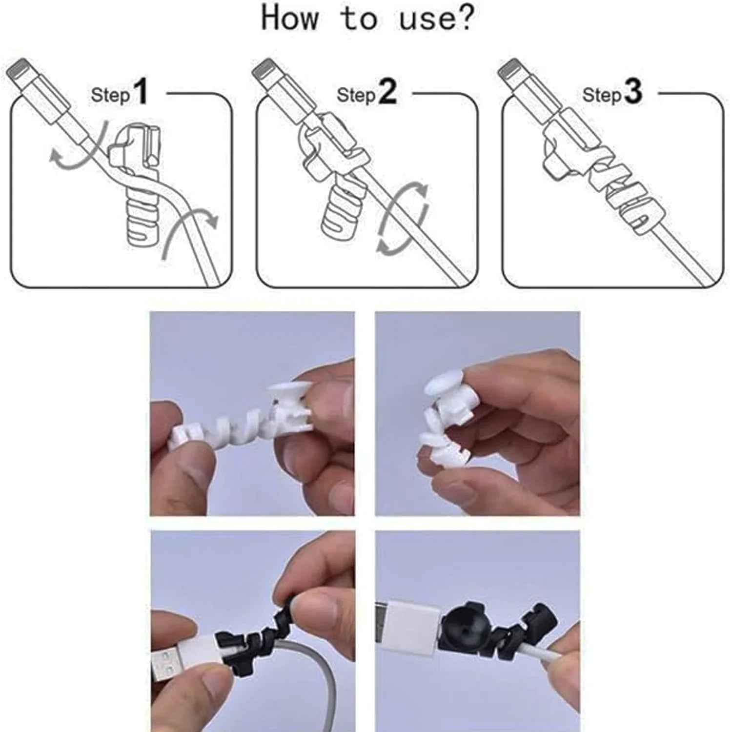 Cable Cord Protector Saver With Suction End (Suction Winder  4 Pcs Set) - Zidbik