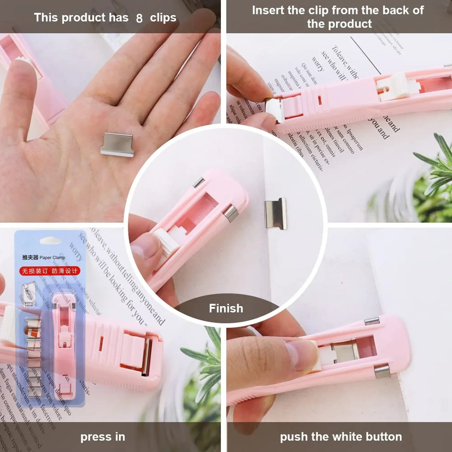 Portable Paper Clamp With 8 Pcs Clip Dispenser Handheld Paper Fast Clam (1 Set) - Zidbik