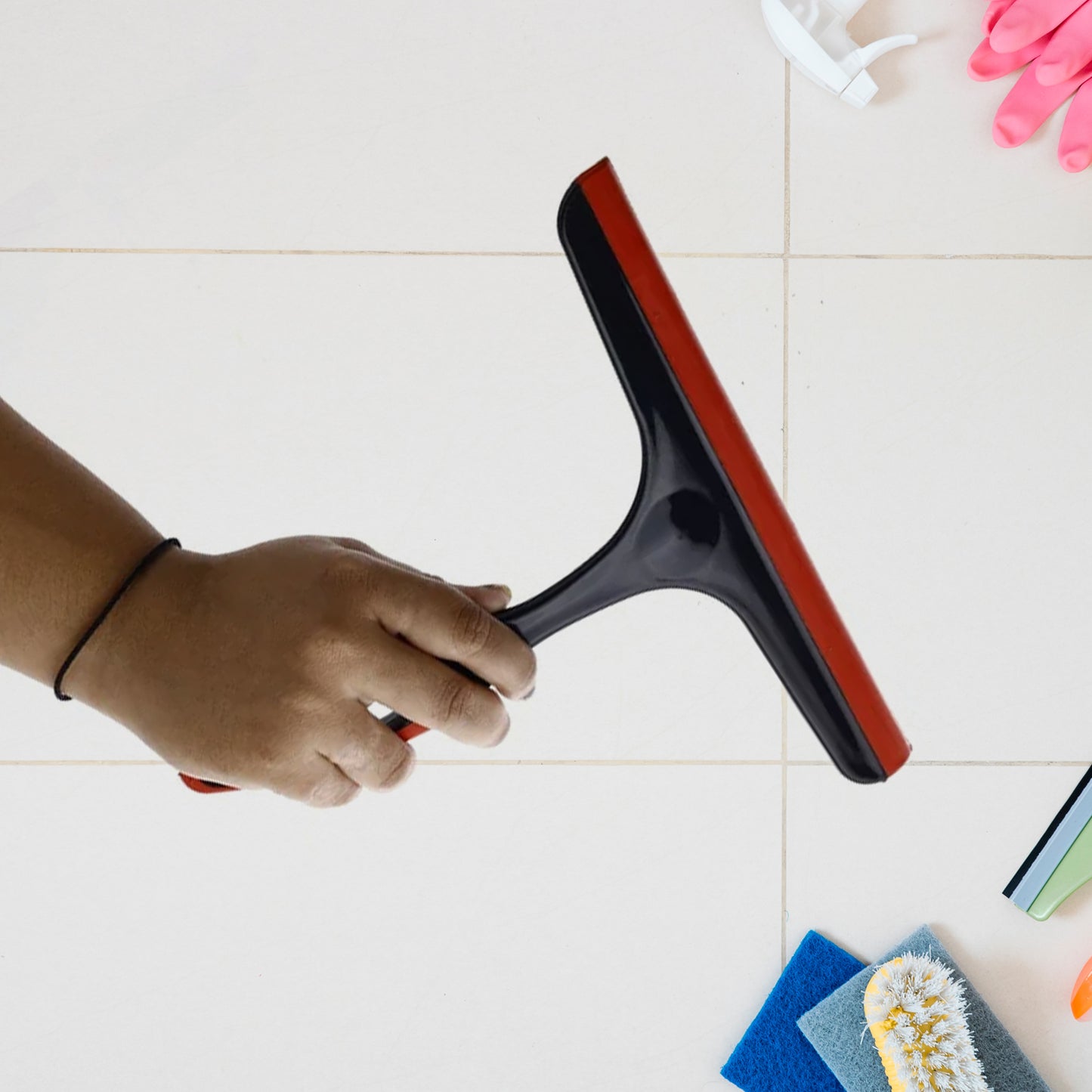 17754 Plastic Kitchen Wiper  Ideal For Kitchen Platform Windows Glass  Car Windshield  Silicone Head  Multicolor  Pack Of 1 Pc - Zidbik