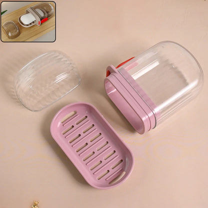 Multipurpose Plastic Soap Dish With Transparent Dust-proof Lid Sabudani (1 Pc) - Zidbik